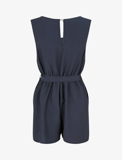 Combishort boutonné sans manches - Marine - 2
