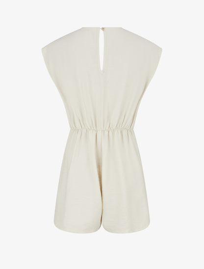 Combishort style robe portefeuille à broche - Beige - 2