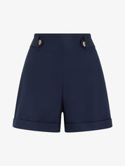 Short uni élastiqué - Marine - 1