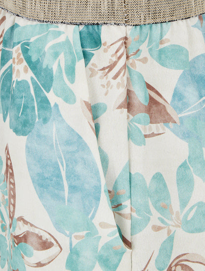 Combishort à dentelle et imprimé fleuri - Vert d&