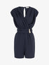 Combishort uni à empiècement bijou à la taille - Marine - 1