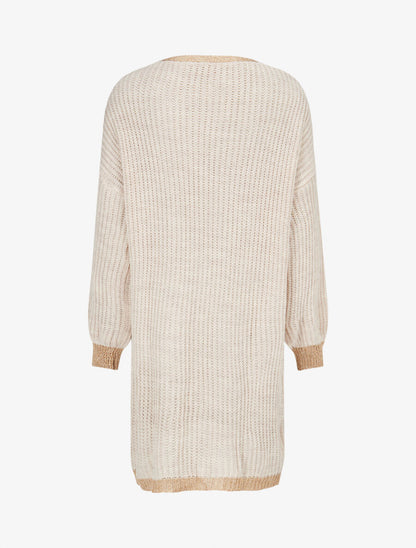 Gilet à bords lamés dorés - Beige - 2