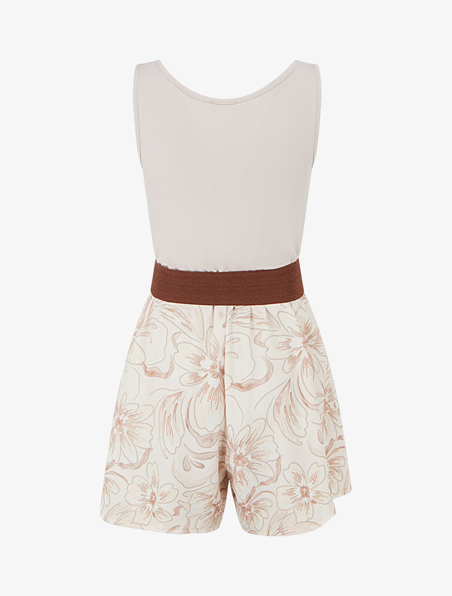 Combishort ceinturé à imprimé floral - Taupe - 2