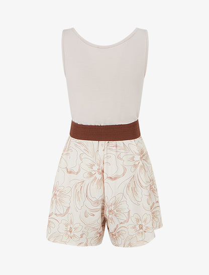 Combishort ceinturé à imprimé floral - Taupe - 2