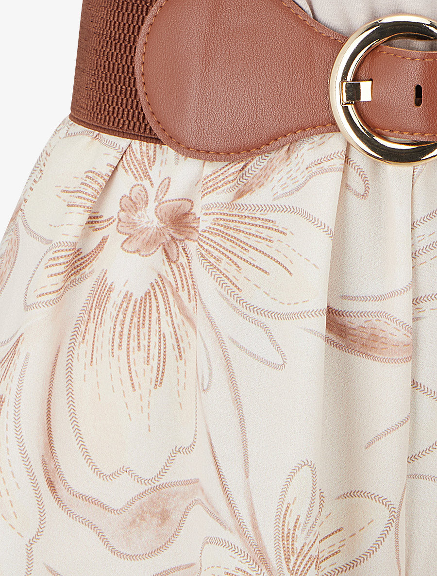 Combishort ceinturé à imprimé floral - Taupe - 3