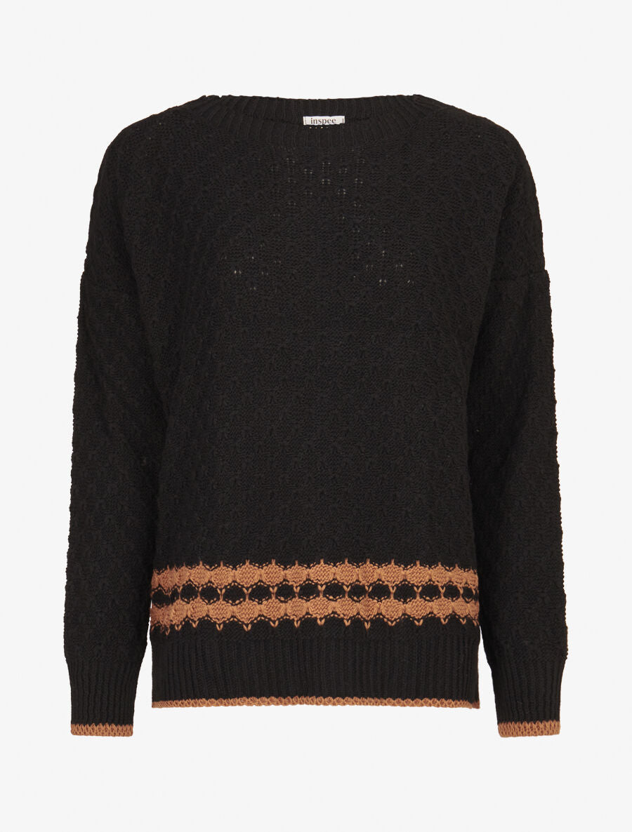 Pull à bord contrastant - Noir - 4