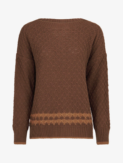 Pull à bord contrastant - Marron - 1