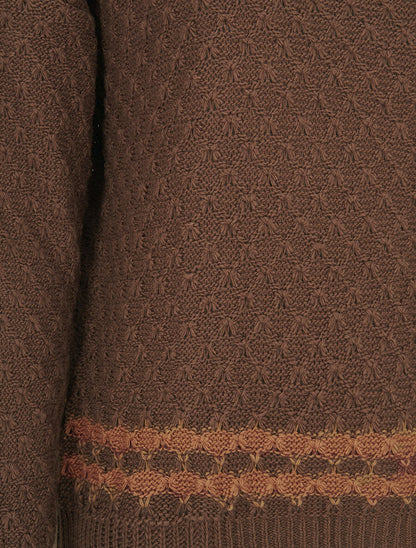 Pull à bord contrastant - Marron - 3