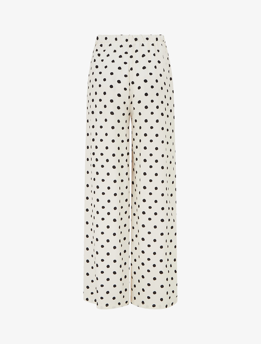 Pantalon élastiqué à pois - Beige - 2