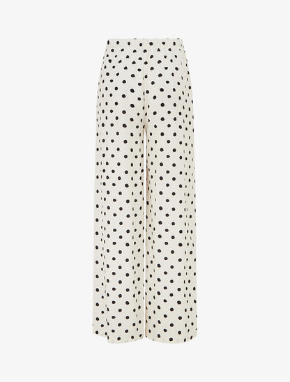 Pantalon élastiqué à pois - Beige - 2