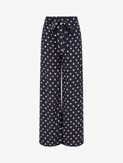 Pantalon élastiqué à pois - Bleu nuit - 1