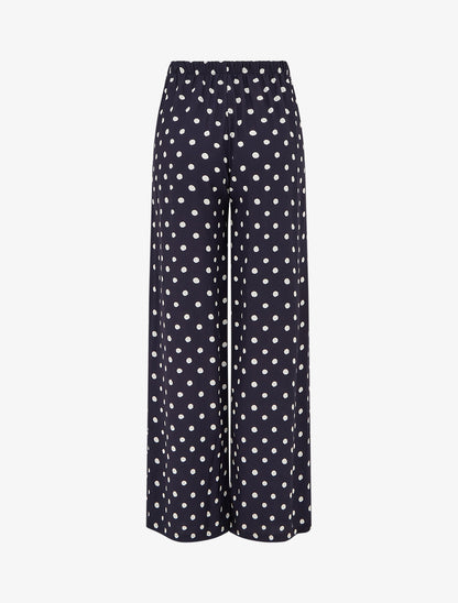 Pantalon élastiqué à pois - Bleu nuit - 2