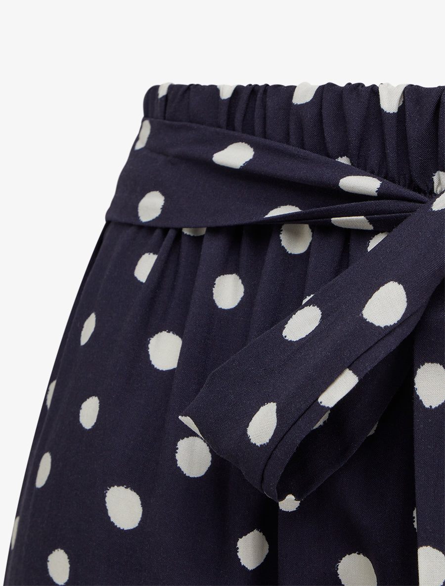 Pantalon élastiqué à pois - Bleu nuit - 3