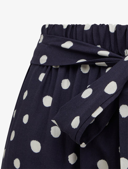 Pantalon élastiqué à pois - Bleu nuit - 3