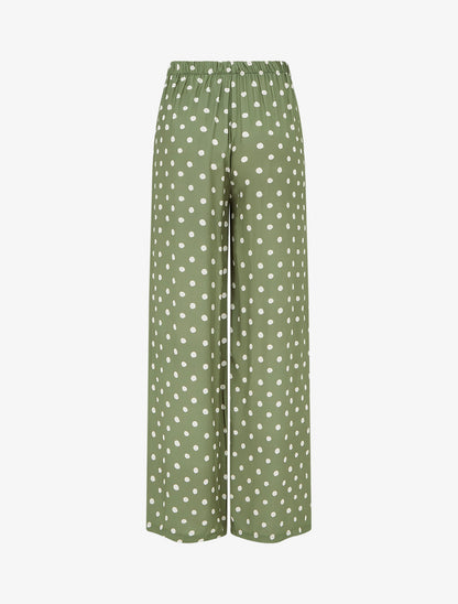 Pantalon élastiqué à pois - Kaki - 2