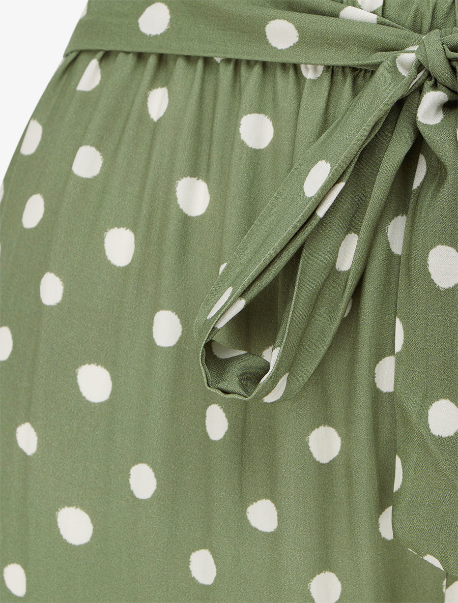 Pantalon élastiqué à pois - Kaki - 3