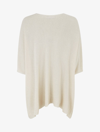 Top asymétrique manches courtes en maille fine irisée - Beige - 2