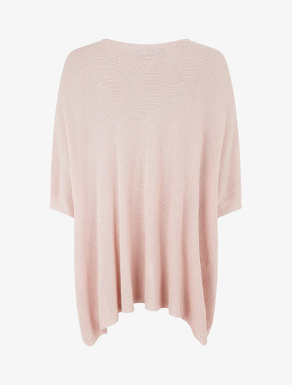 Top asymétrique manches courtes en maille fine irisée - Rose - 2
