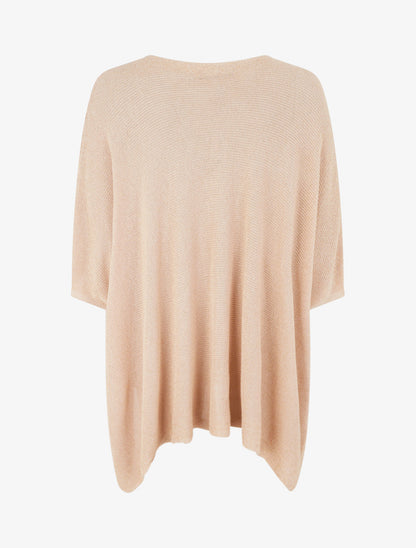 Top asymétrique manches courtes en maille fine irisée - Beige rosé - 2