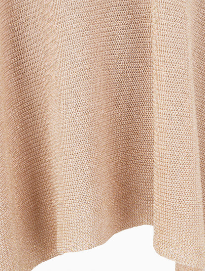 Top asymétrique manches courtes en maille fine irisée - Beige rosé - 3
