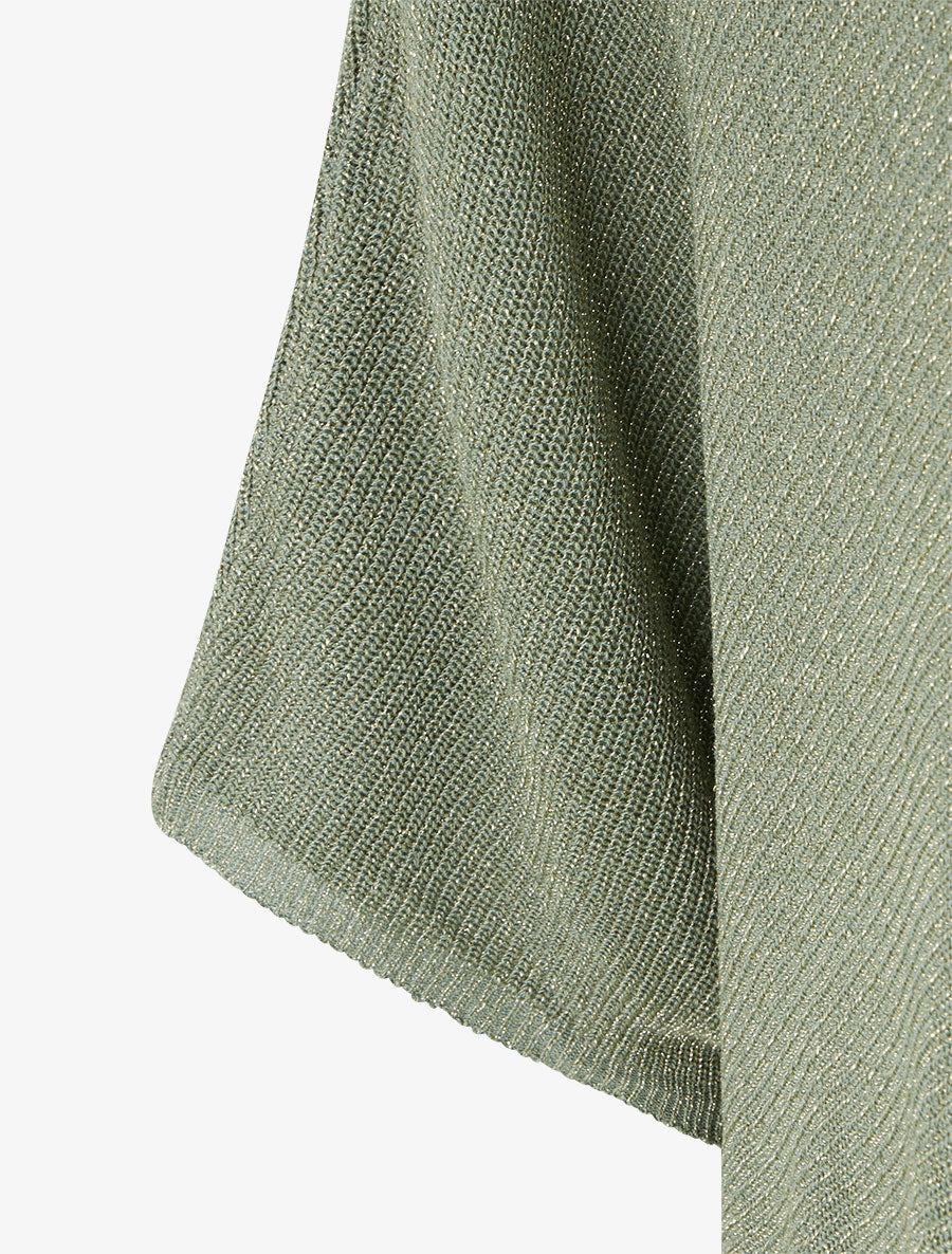 Top asymétrique manches courtes en maille fine irisée - Kaki - 3