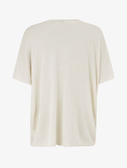 Top ample manches courtes en maille fine irisée - Beige - 2