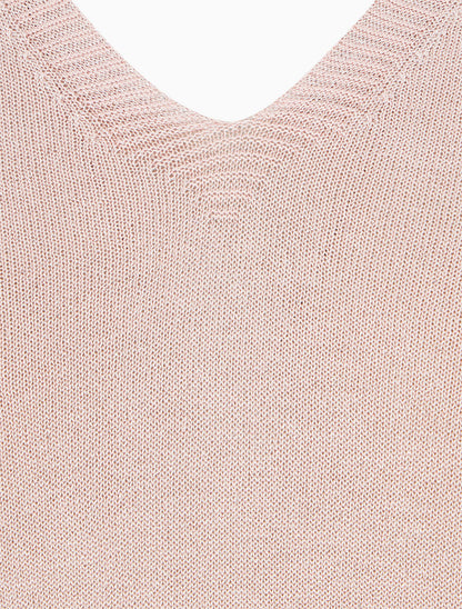 Top ample manches courtes en maille fine irisée - Rose - 3