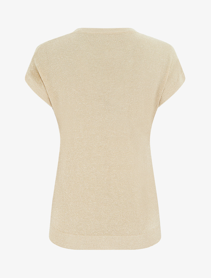 Top droit manches courtes en maille irisée - Beige - 2