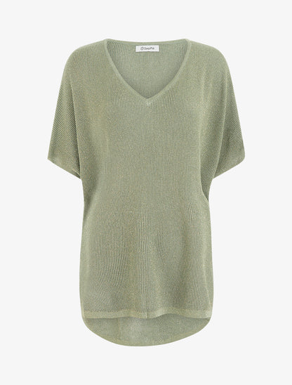 Top ample manches courtes chauve-souris - Kaki - 1