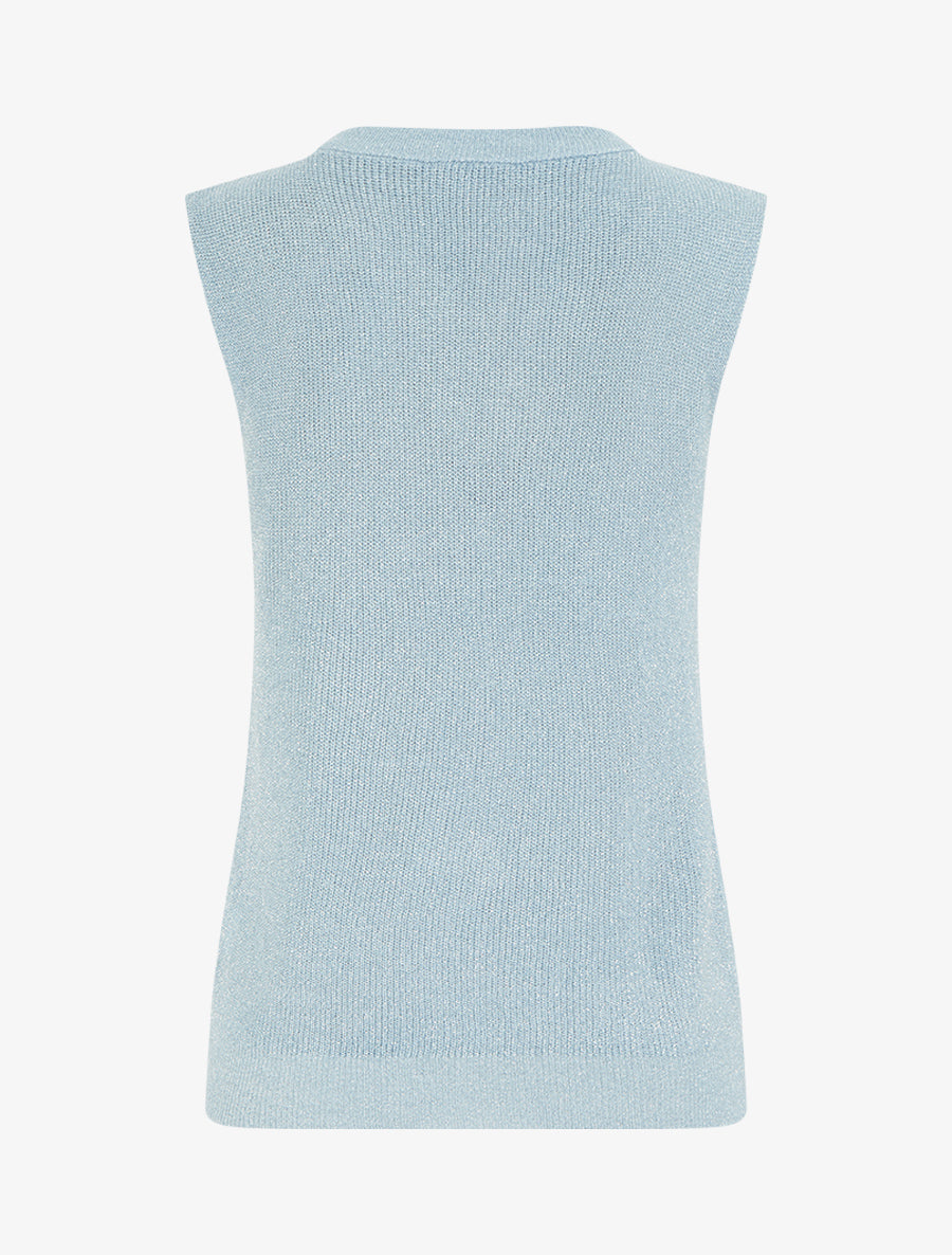 Top sans manches à maille fine irisée - Bleu ciel - 2