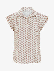 Top imprimé à pois boutonné - Taupe - 1