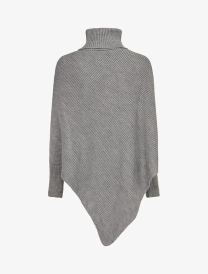 Poncho côtelé à col roulé - Gris chiné - 2