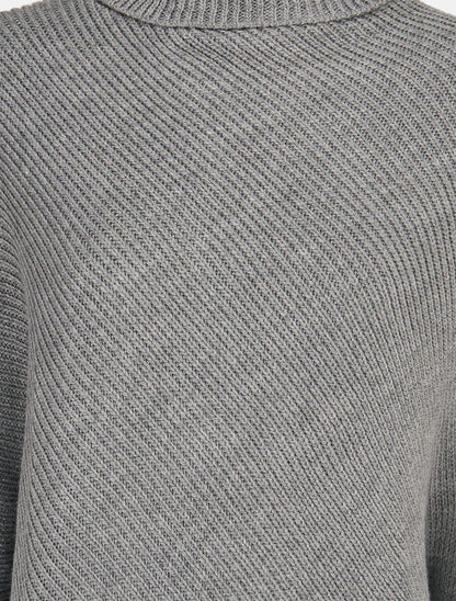 Poncho côtelé à col roulé - Gris chiné - 3