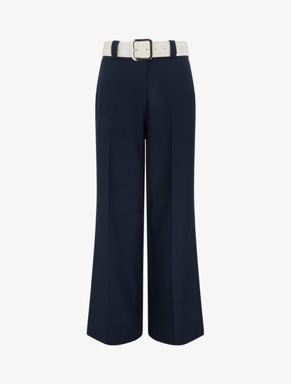 Pantalon uni élastiqué - Marine - 1