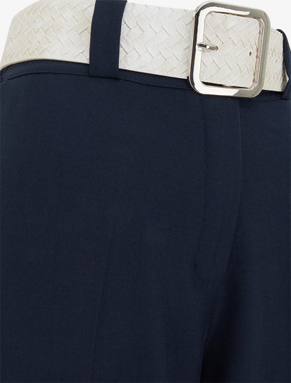 Pantalon uni élastiqué - Marine - 3