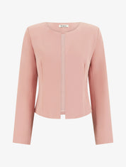 Veste droite à col rond et épaulettes - Rose - 1