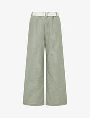 Pantalon ample à rayures - Kaki - 1