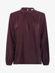 Blouse satinée à poignets élastiqués - Prune - 1