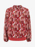 Blouse imprimé rétro à poignets élastiqués - Rouge - 1