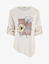 Pull à bords asymétriques et motif floral irisé - Crème - 1