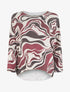 Pull fin imprimé abstrait à col rond - Lie de vin - 1