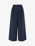 Pantalon uni à taille élastiquée - Marine - 1