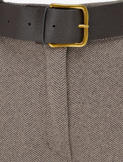 Pantalon ample en feutrine à taille haute - Taupe - 3
