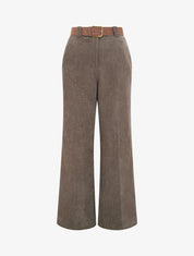 Pantalon élastiqué effet velours - Taupe - 1