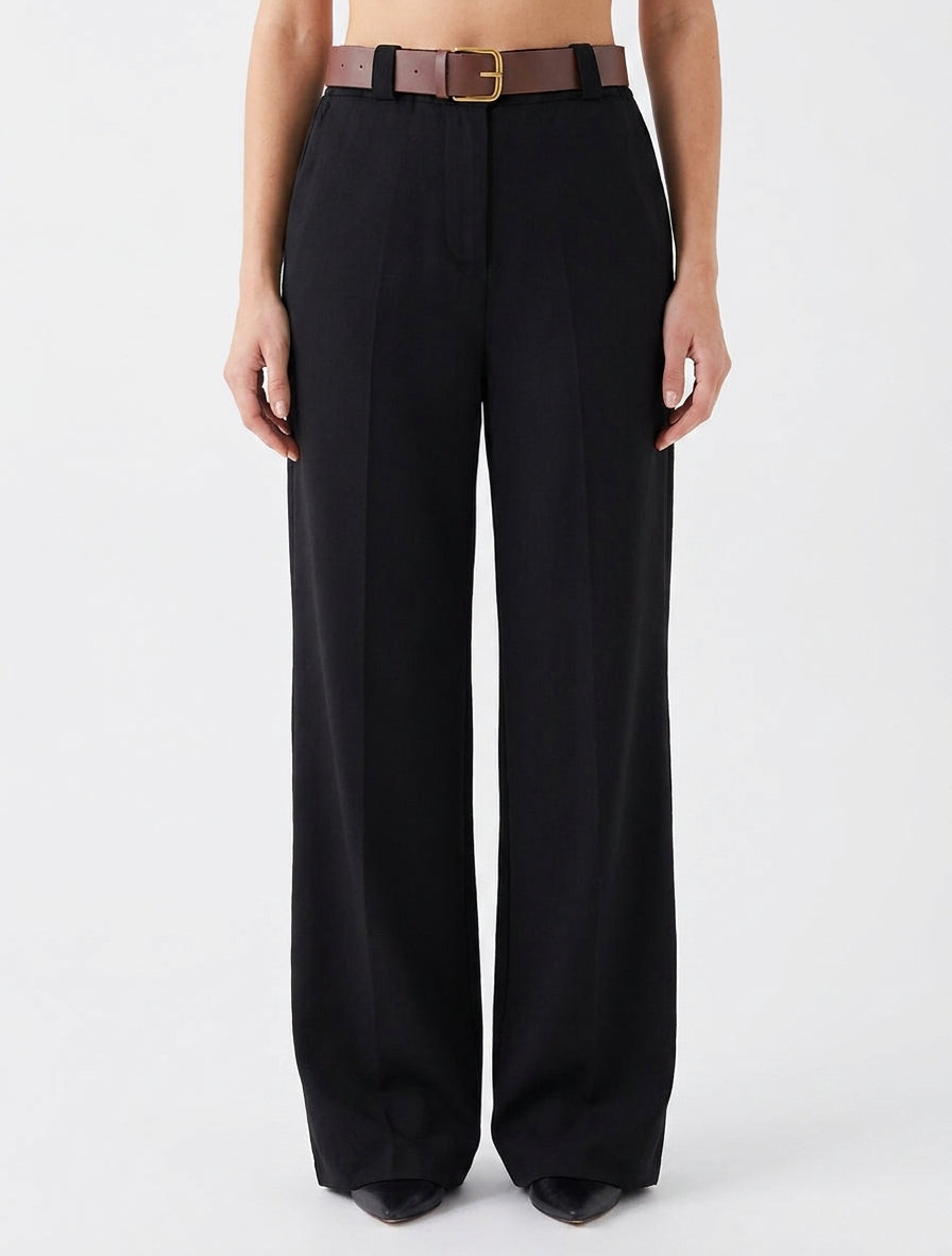 Pantalon élastiqué coupe ample - Noir