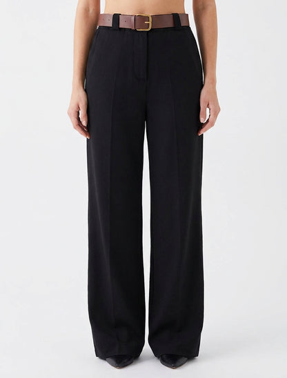 Pantalon élastiqué coupe ample - Noir