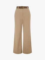 Pantalon élastiqué coupe ample - Camel - 1