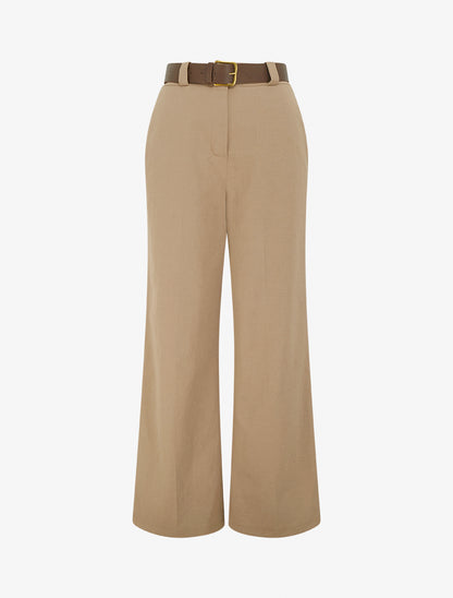 Pantalon élastiqué coupe ample - Camel - 1