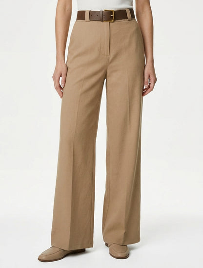 Pantalon élastiqué coupe ample - Camel