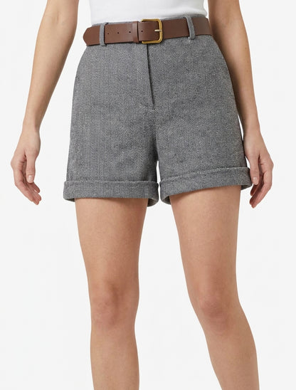 Short en feutrine à ceinture - Gris